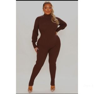 Brown Ribbed Bodysuit